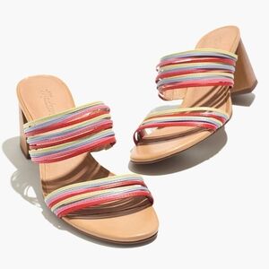 Madewell The Meg Wooden Block Heel Sandals in Rainbow Leather Sz. 6.5